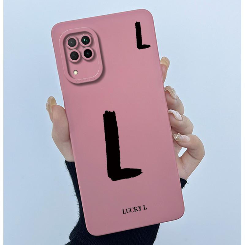 For Huawei Nova 7i Case Cover Lucky Initial Letter Liquid Soft Silicone Phone Bumper for Huawei P40 Lite Nova7i JNY-LX2 Casing