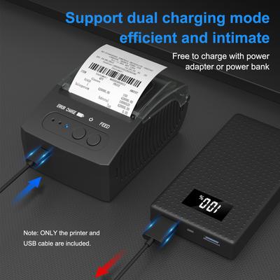 Bisofice 58mm Mini imprimante thermique portable de reçus Connexion USB et BT Imprimante sans fil 2 pouces