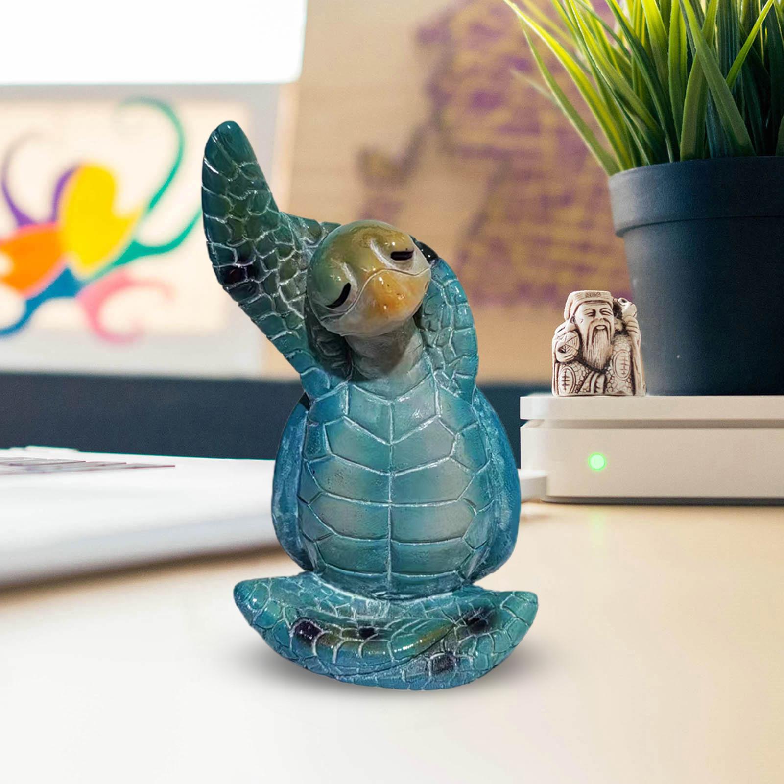 Turtle Figurine Resin Sea Yoga Meditation Sitting Turtle Statue Mindfulness Model Turtle Sculpture Ornament Desk Decoration