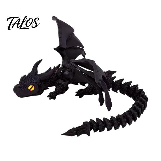 Desktop Fantasy Display Ornament 3D Printed Articulated Dragon Figurine with Adjustable Wings and Unique Eyes, Wing Toy Movable Joints Sculpture
