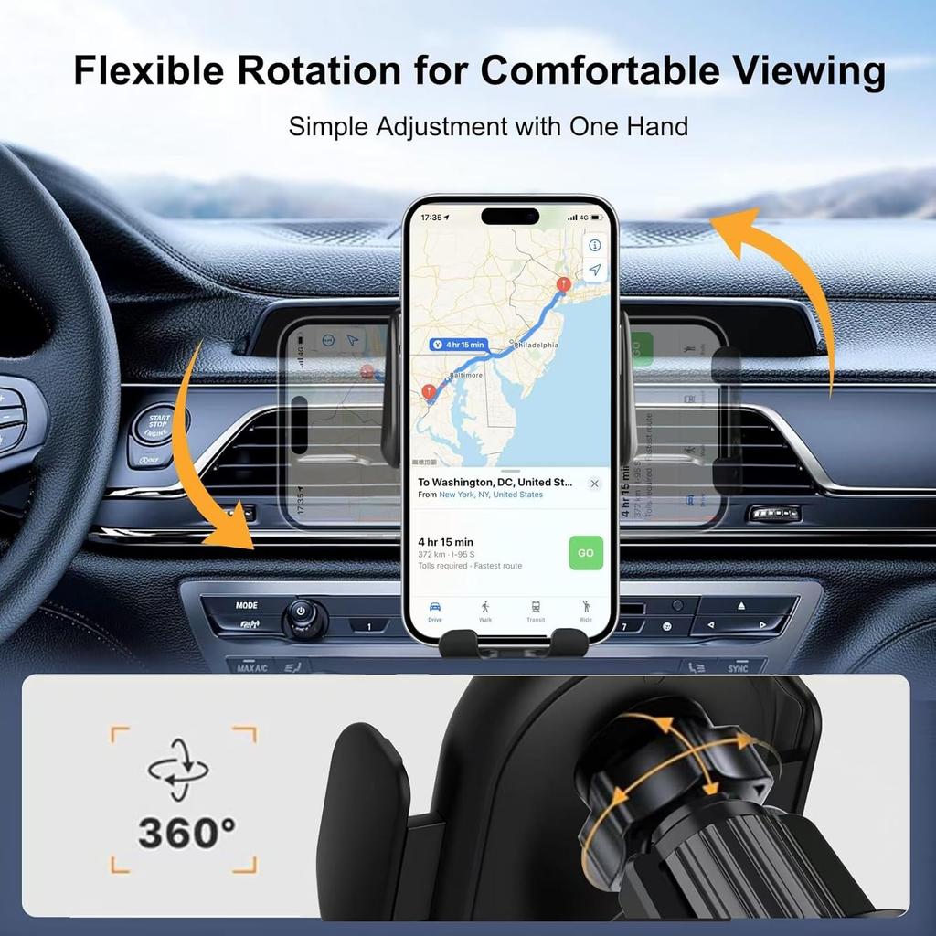 Wireless Car Charger, Phone Holder for Car Wireless Charger Fast Charger Smart Sensor Air Vent, Automatic Clamping Phone Holder