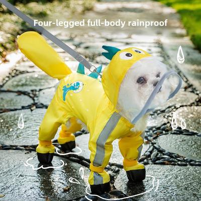 Pes Čtyřnohý Vše v jednom Malý Tvar Dinosauří Tažný s Nohama Pláštěnka s Ocasem Nepromokavý Medvídek Pončo Oblečení pro Mazlíčky