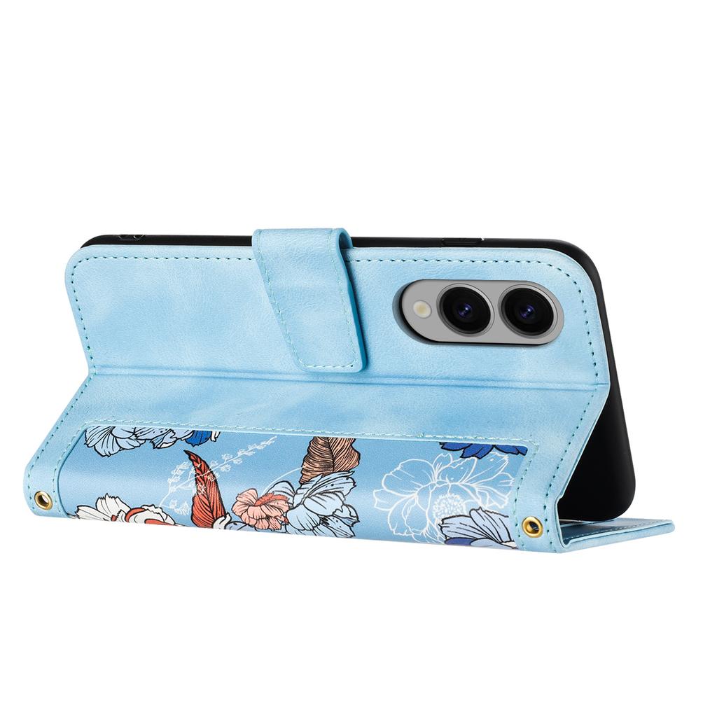 For Samsung Galaxy S25 Edge Case PU Leather Floral Phone Cover with Card Slots