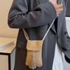Weaving Woman Phone Pouch Long Tassel Crossbody Bucket Bag Fashion Woven Beach Bag  Summer
