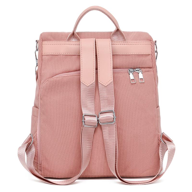 Damen Cord Rucksack mit kleiner Tasche, lässiger Mode Tagesrucksack