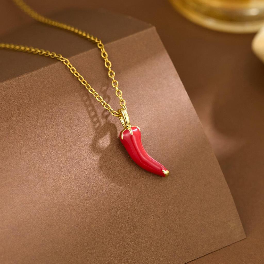 Rode Pepereen Hanger Ketting - Trendy Chinese Stijl Hars Sleutelbeen Ketting voor Vrouwen