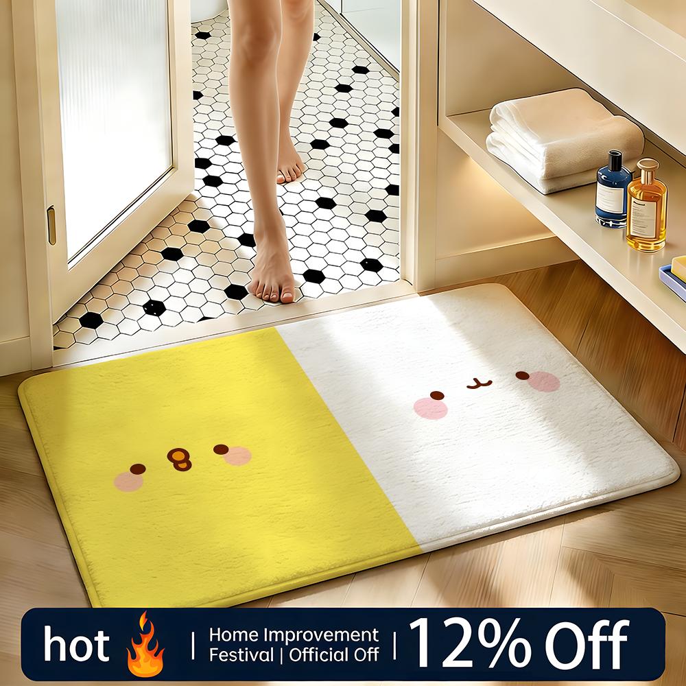 Soft Absorbent Non-Slip Rug Character Molang Floor Mat Home Decor Doormat Bedroom Floor Mat Shower Carpet