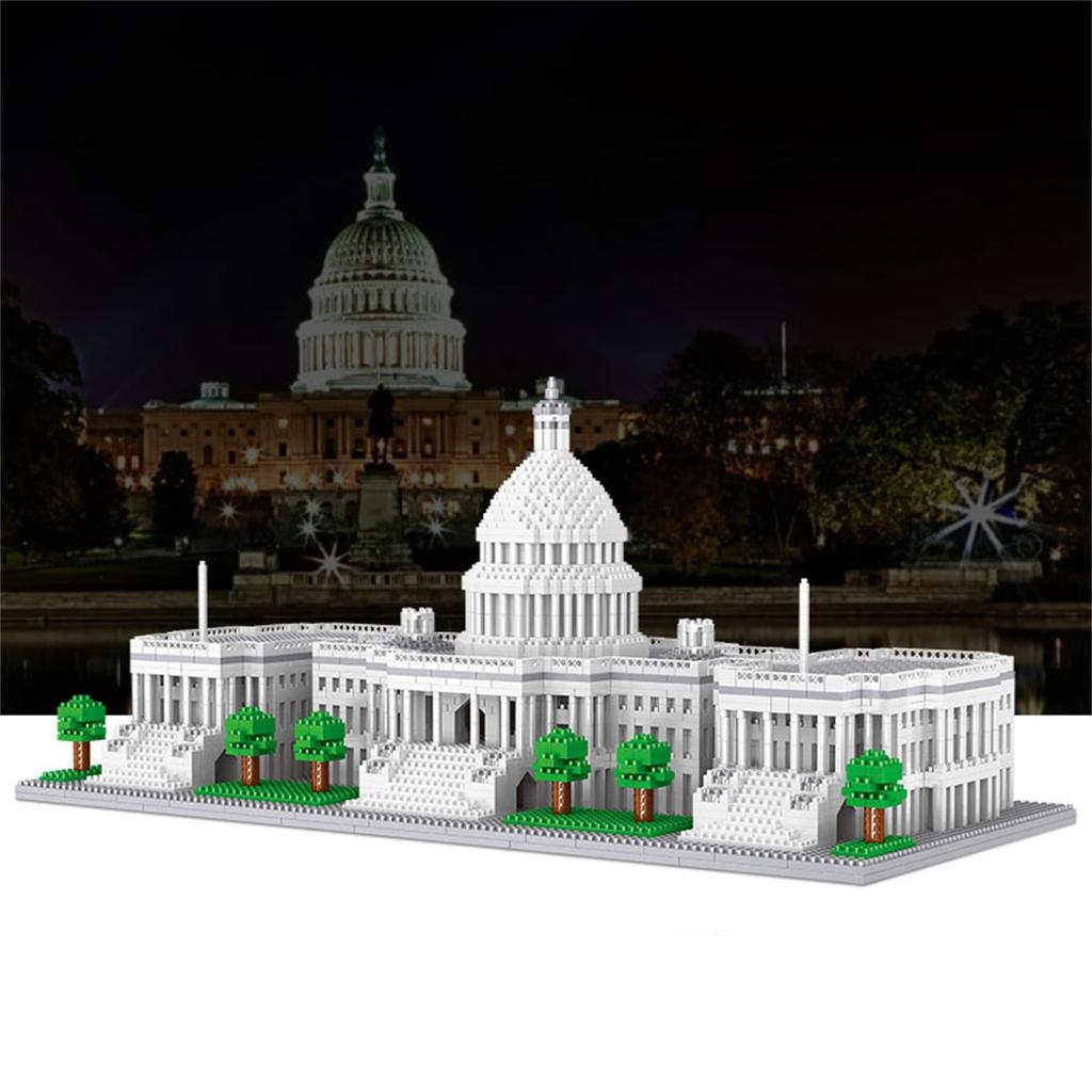 Světová architektura Bílá kreativní stavebnice Mikro 3D model DIY mini puzzle vzdělávací 3796 dílků instalační nástroje dům, cihly, diamant,