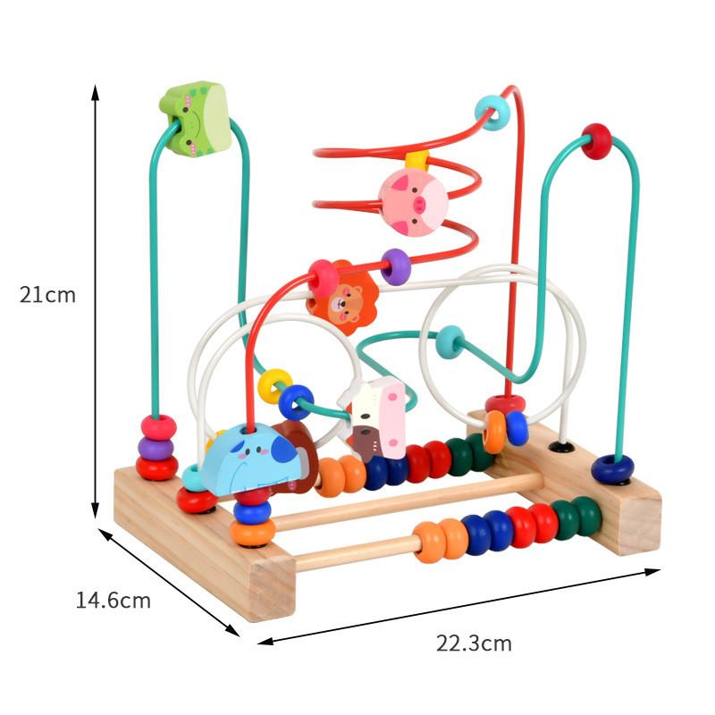

Wooden Educational Bead Stringing Toy With Animal Figures For Kids Learning