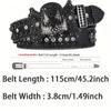 Men's Jeans Rhinestone Dark Skull Head Women Belt Western Denim Shiny Rivet Design Artificial Diamond Belt Hip Hop Punk Y2k Belt
