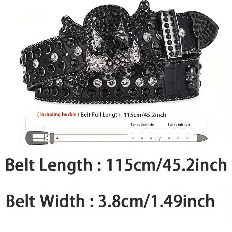 Men's Jeans Rhinestone Dark Skull Head Women Belt Western Denim Shiny Rivet Design Artificial Diamond Belt Hip Hop Punk Y2k Belt
