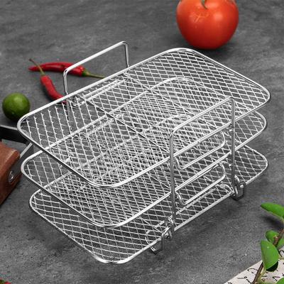 Air Fryer Rack Grilling Rack Basket Stainless Steel 3 Layers Air Fryer Accessories Oven Grill Steamer Stackable Kitchen Gadgets