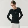 Elegant Autumn/Winter Women's Cashmere Sweater: Round Neck, Half-Button, Long Sleeve Pullover.