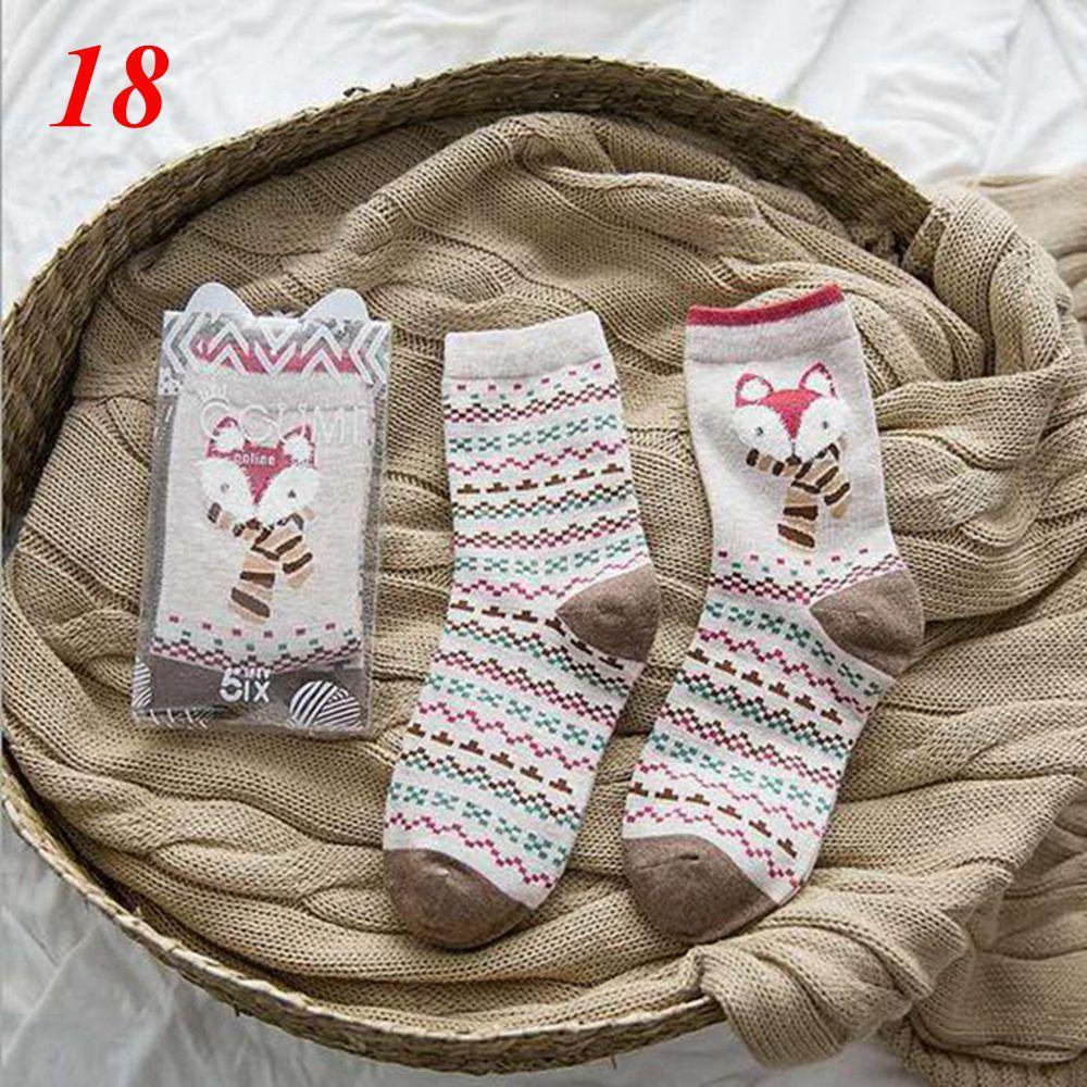 2Pairs Women Cute Casual Creative Hosiery Cotton Lovers Socks Cartoon Printed