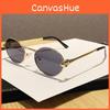 Trendy Geometric Metal Oval Sunglasses For Outdoors With Uv400 Protection Fashion Statement