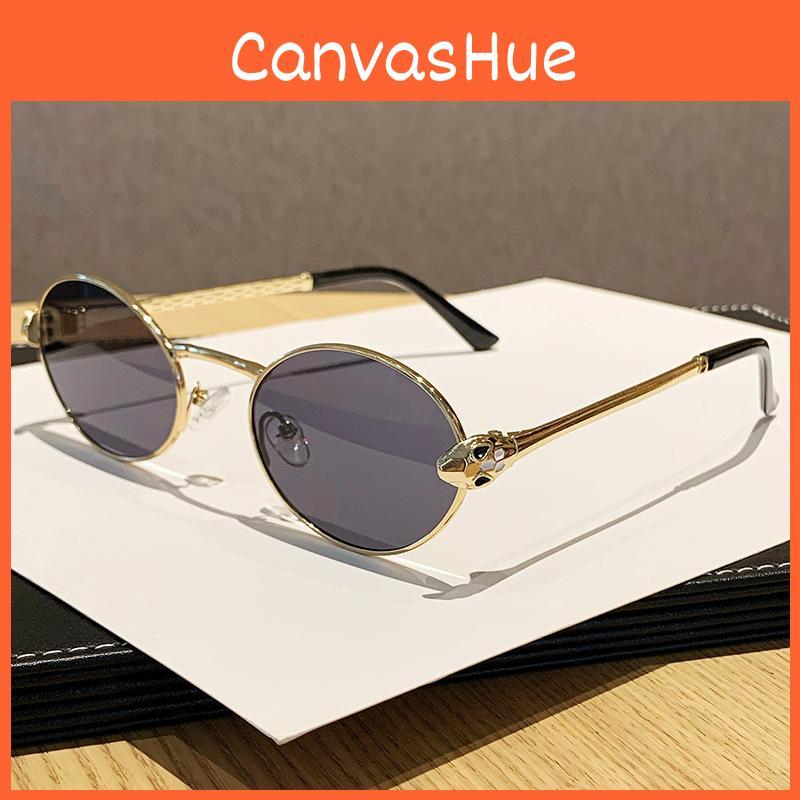 Trendy Geometric Metal Oval Sunglasses For Outdoors With Uv400 Protection Fashion Statement