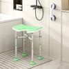 Shower Stool, Adjustable Height 39-51.5 cm, Suction Cup Support Bar, Suction Cup Pads, Green