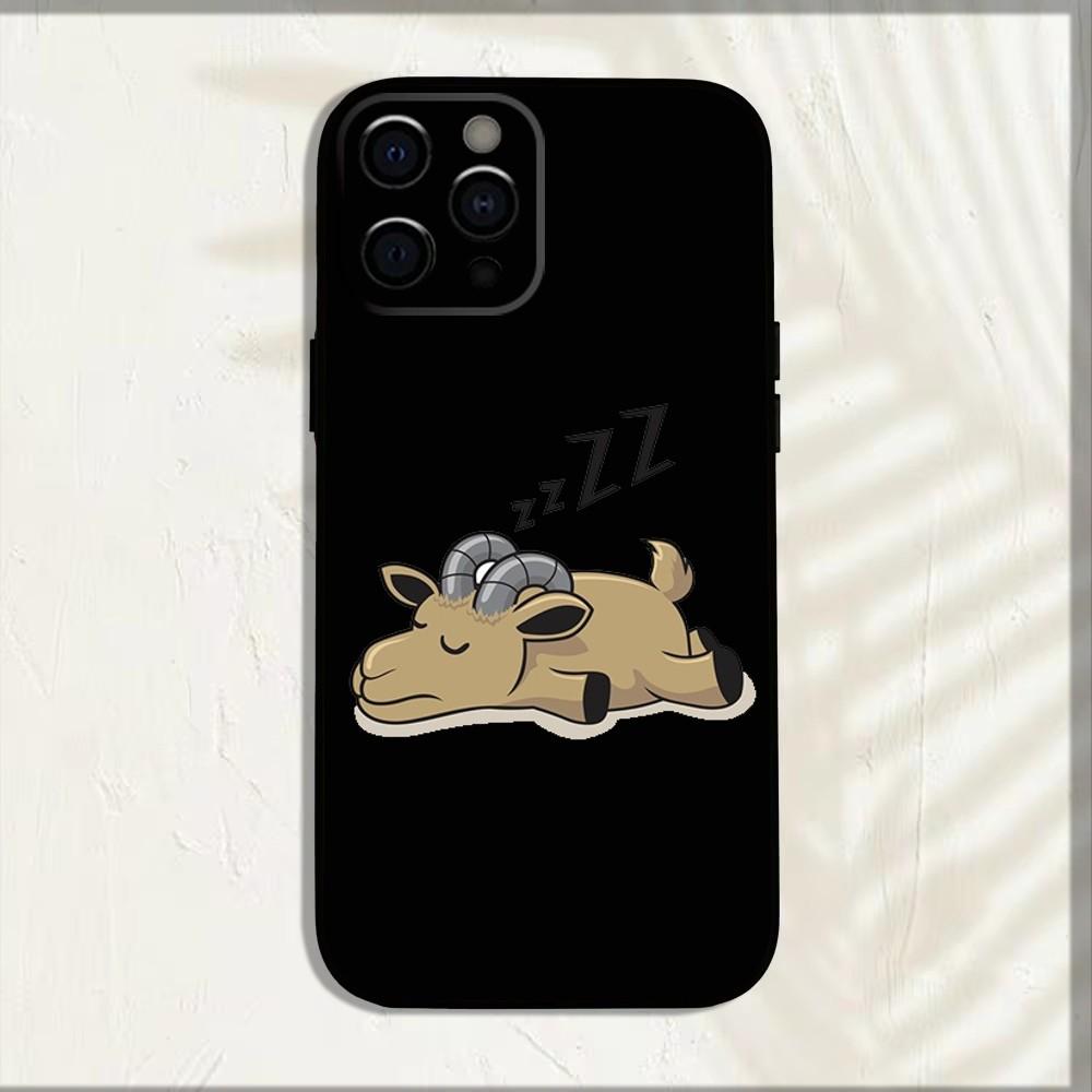 Cartoon Cute Goat Phone Case For iPhone 16,15,14,13,12,11,Pro,X,XS,Max,XR,Plus,Mini Soft Black Cover