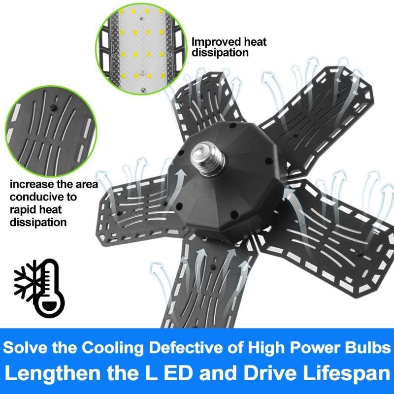 Deformable LED Garage Light, 6/8 Adjustable Panels LED Ceiling Light, Shop Workshop Warehouse High Brightness LED Lighting