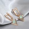 1 Paar goldene Farbe Dreieck Tropfenohrring grüner Zirkon edler Schmuck elegante Luxus lange Tropfen baumelnde Ohrringe