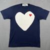 COMME des GARCONS PLAY T-Shirt Klein Groß Weißes Herz Marineblau Unisex T-Shirt