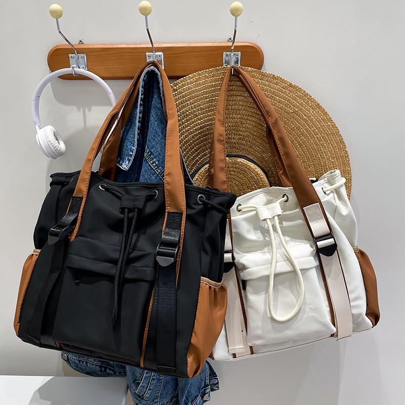 Stylish 2023 Color Block Tote Bag Large Capacity Simple Commuter Handbag For Students