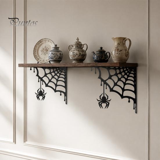 Gothic Home Accents 2Pcs Spider Web Corner Metal Wall Art, Signs Outdoor Decor, Unique Garden Hanging Minimalist Aesthetic Sculpture for Living