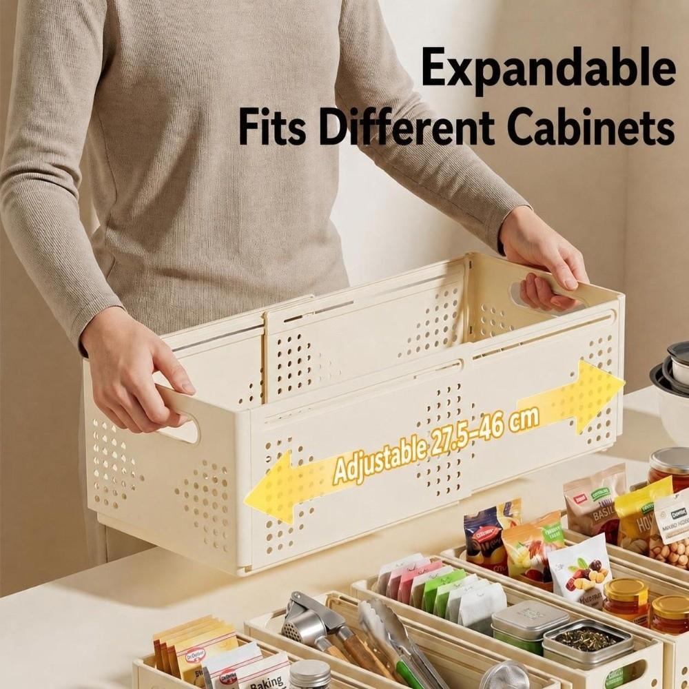 Space Saving Cabinet Storage Box Plastic Expandable Organizer Durable Retractable Storage Box Home