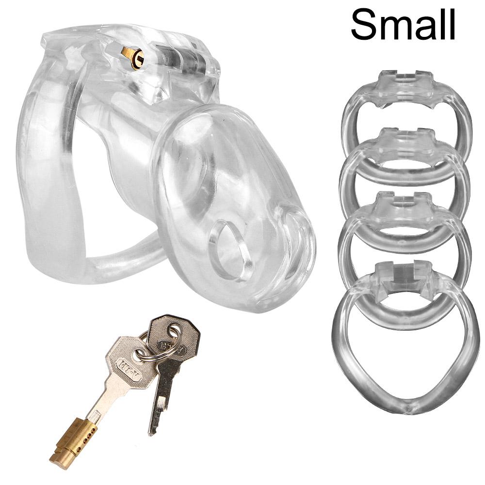 Sex Products HT-V4 Set Male Chastity Device Cock Cage With 4 Penis Rings Sex Toys For Men Resin Virginity Lock