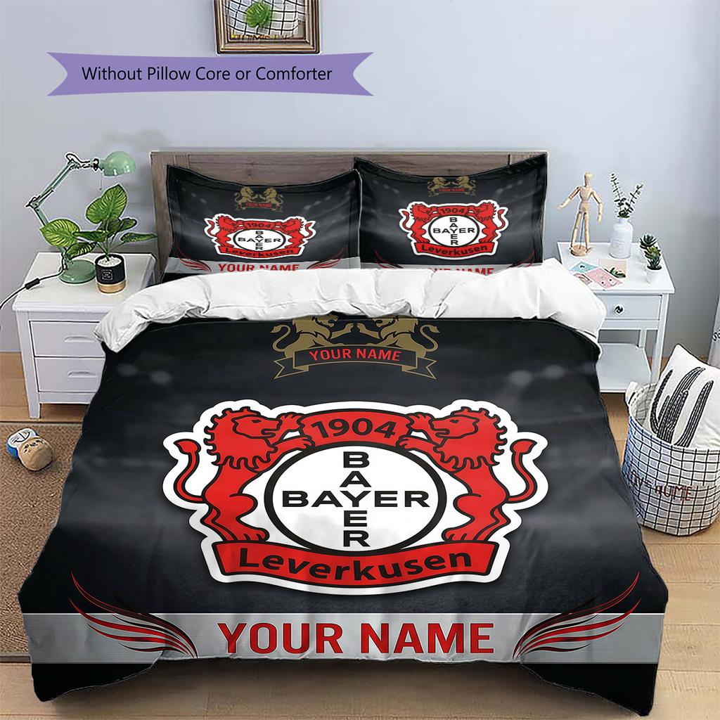 Custom Name Bayer 04 Leverkusen2 Pattern Bedding Quilt Set  Home Decoration  Gift (1 * Duvet Cover + 2 * Pillowcase  Without Core)