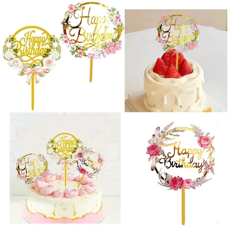 Golden Acrylic Birthday Cake Topper Plaque Elegant Decoration for Parties Anniversaries and Special Events