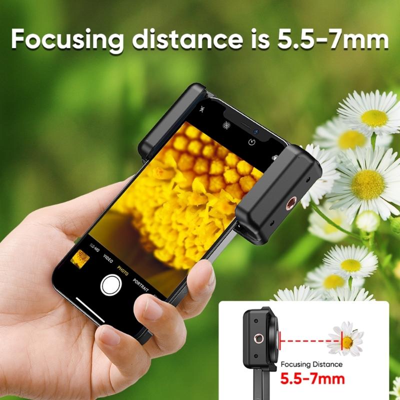 Microscope with LED Fill Lights CPL Filter 100X Digital Microscope Lens Portable Pocket Phone Microscope Lens Attachment