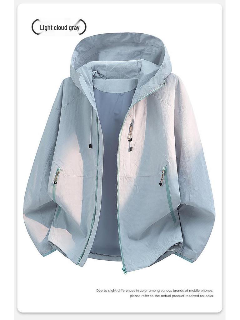 2026 Spring Men's American-Style Slimming Hooded Windbreaker Jacket - Trendy and Casual