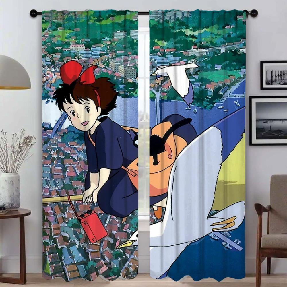 

Kikiss Home Interior Curtains Living Room Curtain Panel Partition Shades Halloween Decoration Kitchen Blackout For Sitting Made Of Polyester W100*H130(CM)-Grommet top&2PCS
