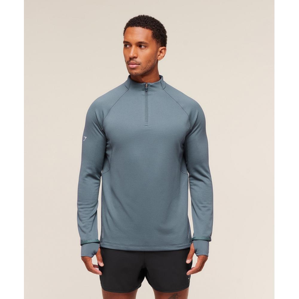 Gymshark Running 1 4 Zip Iron Blue A3c1o Uctm