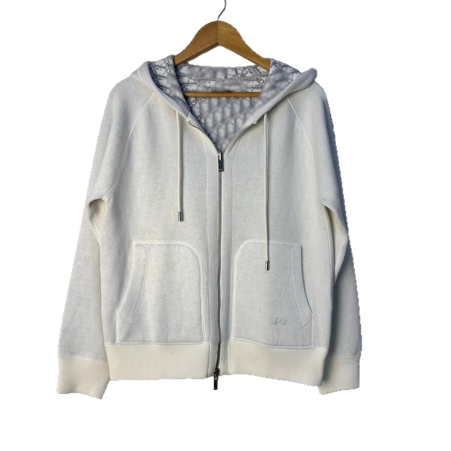 Nanyou 25SS Унисекс Двусторонний Вязаный Кардиган с Капюшоном для Осени/Зимы S белый