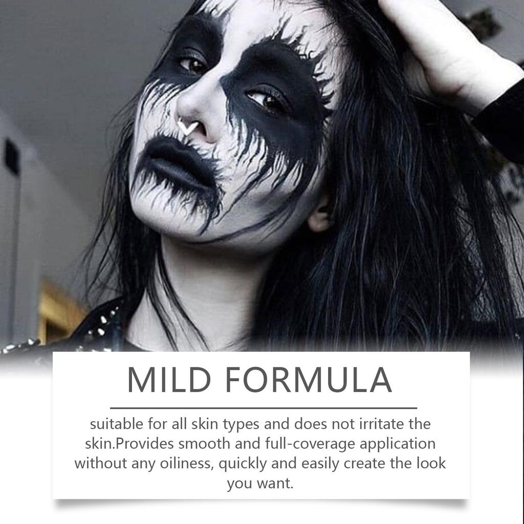 Halloween Cosplay Makeup Black + White Face Body Paint Special Effects Makeup Kit Dress Up Adult Face Paint Kit Full Coverage Face Paint 60ml