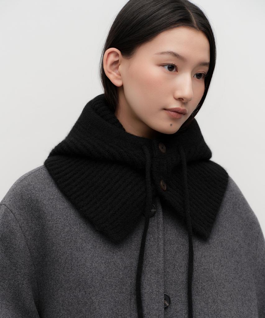 MUSINSA STANDARD WOMAN String Button Knit Balaclava [Black]