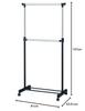 Pearl Metal Pipe Hanger Rack, 2-Tier, Single, Black, Indoor, Laundry, Black, N-7605