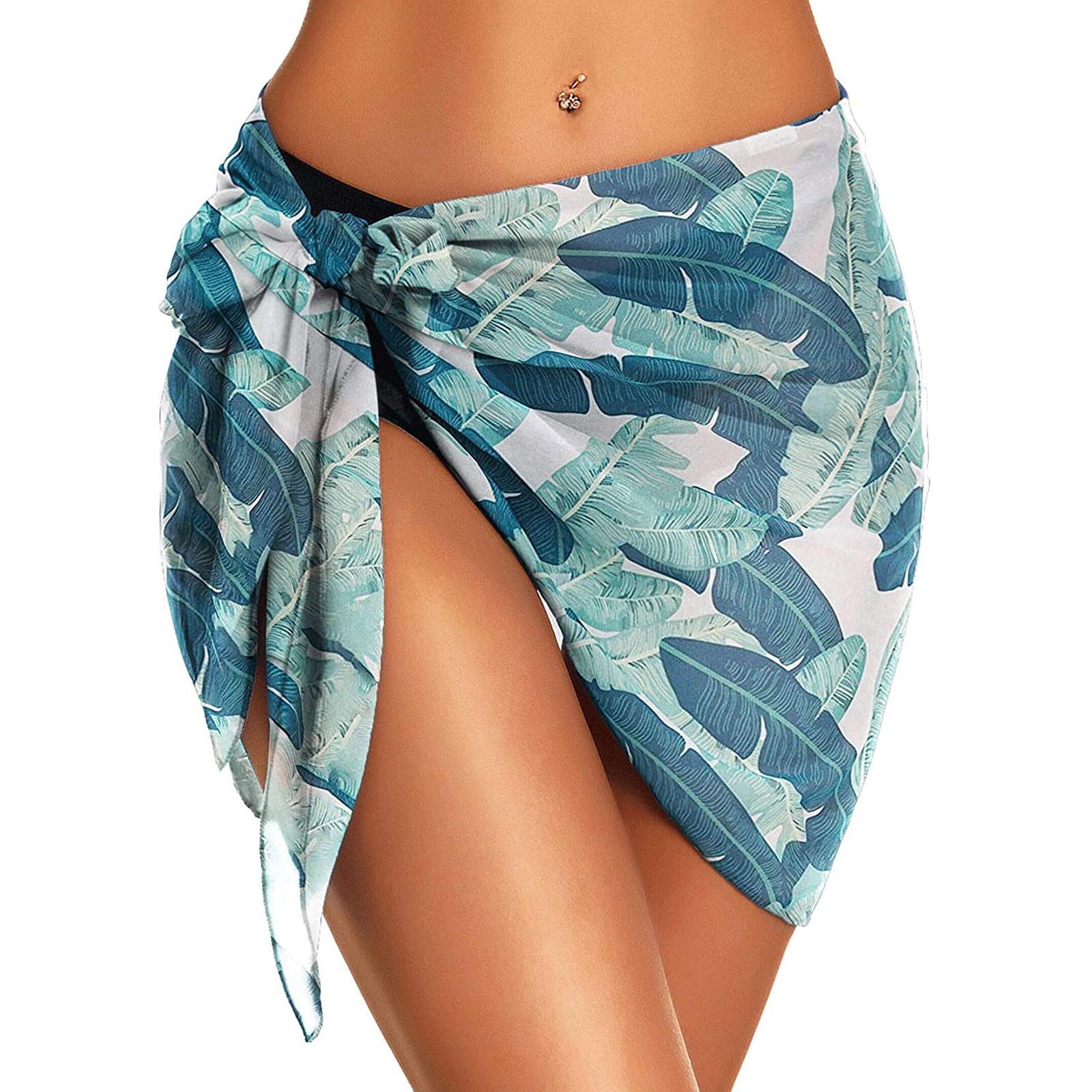 

Женская пляжная юбка-саронг с запахом, прозрачный купальник бикини с запахом M синий