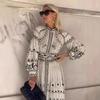 European and American Cross-border 2024 New  Independent Station Linen Loose Casual Vintage Lantern Sleeve Belt Dress