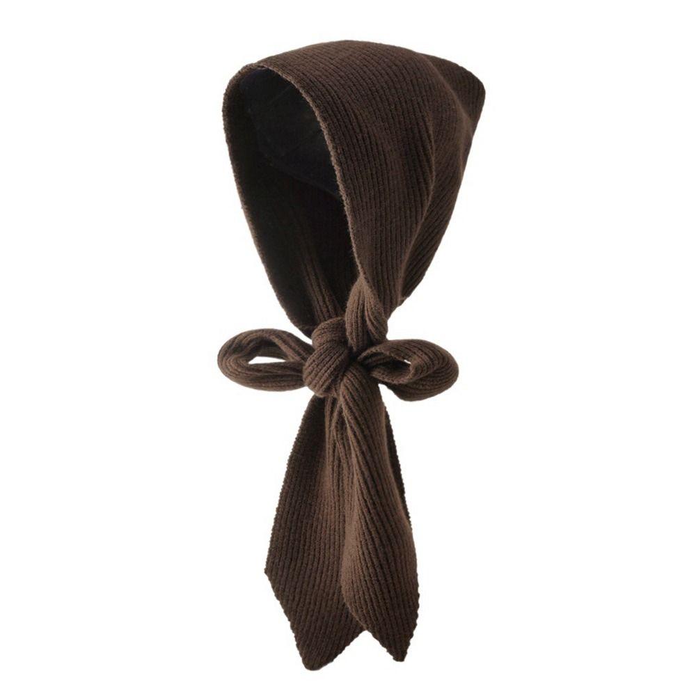 Hooded Hat Scarf Set Warmer Knitted Beanie Fashion Beanies Caps  Women Girl