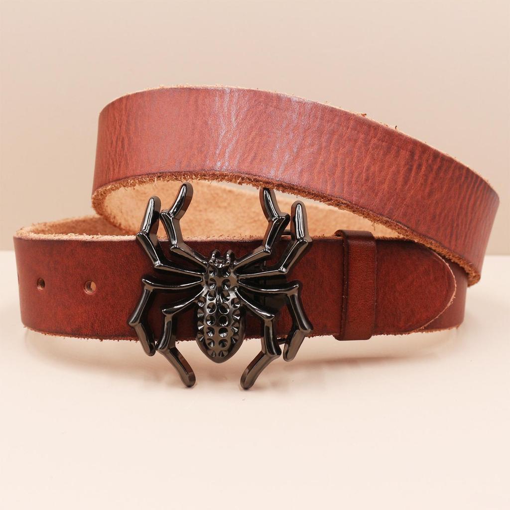 Retro Jugend Spider Schnalle Herren Gürtel aus echtem Leder - Oberleder Rindsleder