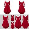 Women Ladies Christmas Asymmetrical Faux Fur Panel Red Retro Fancy Dress Gown Stylish Flowy Maxi Dress For Festive Occasions