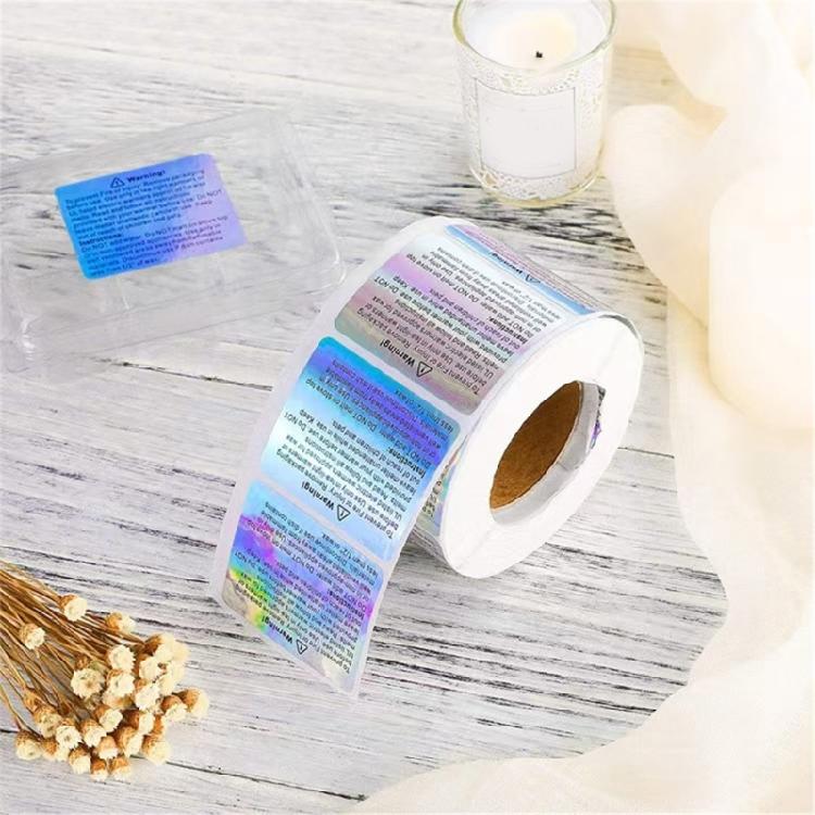 Silver Labels 1.5x1.8Inch Self-Adhesive Holography Wax Melting Warning Sticker Roll Waterproof Decal for Wax Package