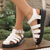 Baotou Sandalen Sommer neu dicksohlige Retro Baotou gewebte Sandalen Damen flachsohlige Übergröße Strandschuhe