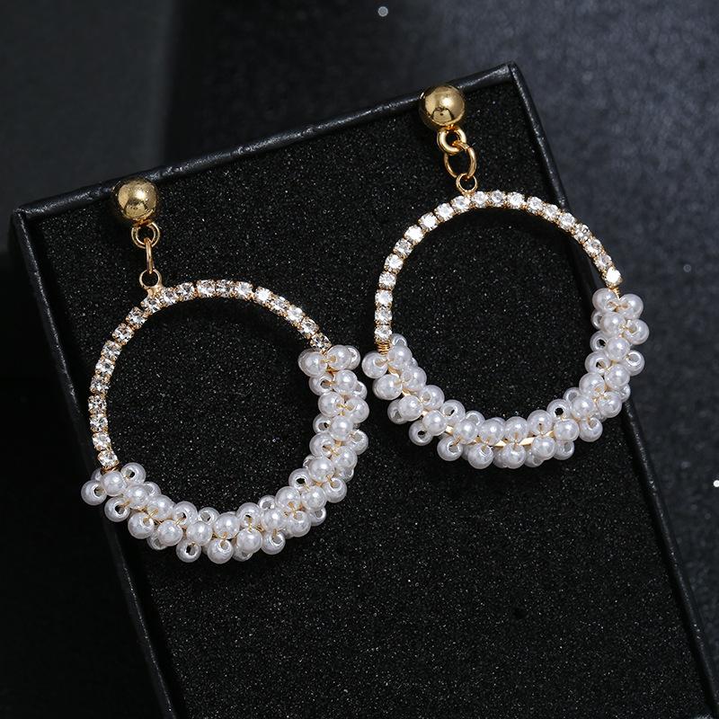 Original fashion personality retro crystal stud earrings female simple temperament versatile long earrings show face thin earrings