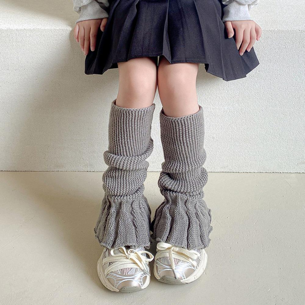 

В язані дитячі гетри-шкарпетки однотонні гетри-рукавички милі теплі накладки для ніг зимові різдвяні подарунки сірий