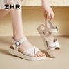 ZHR Women's Top-Grain Leather Platform Sandals EQ05