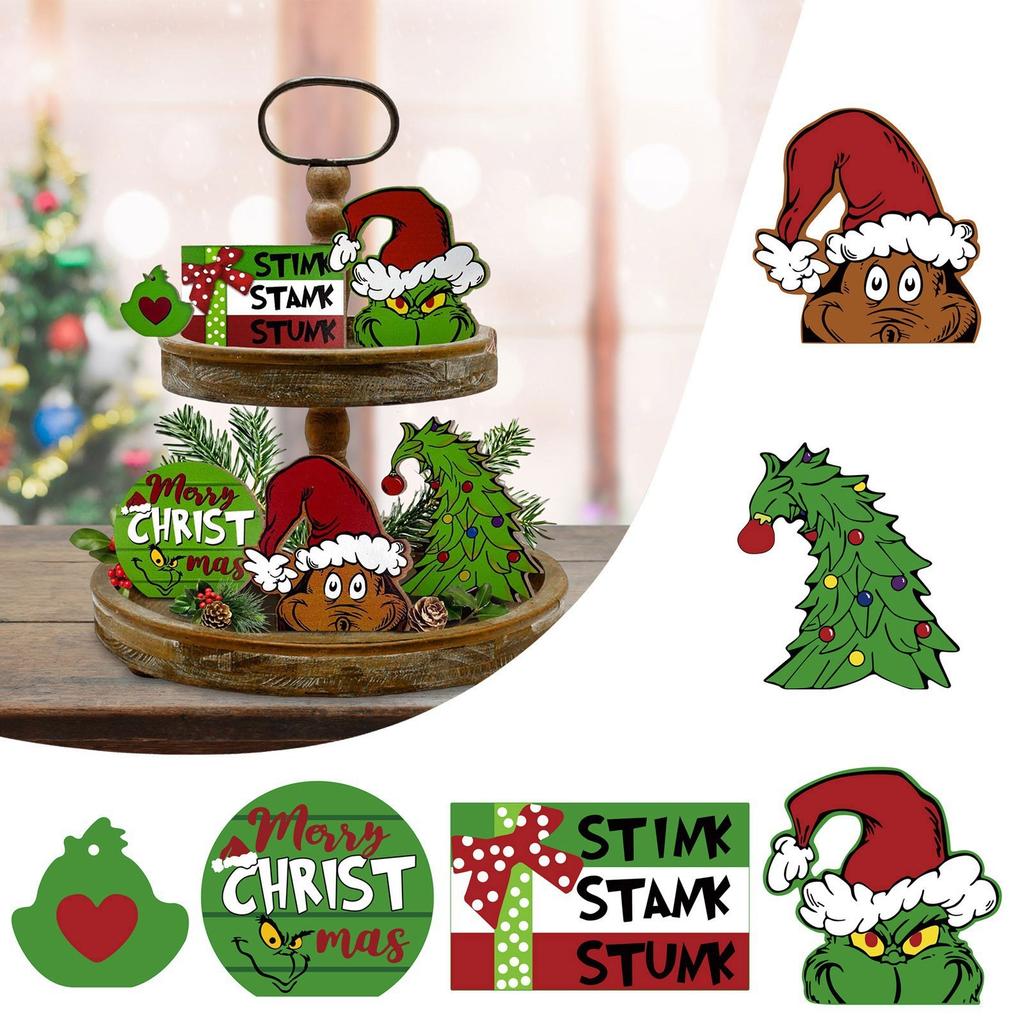 Christmas-themed Christmas Ornaments; Tray Decorations - Wooden Christmas Ornaments 6pcs; The Perfect Christmas Tradition!